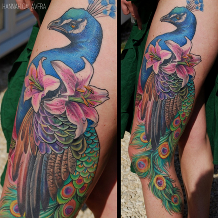 Tattoos - Peacock & Lilies - 114530